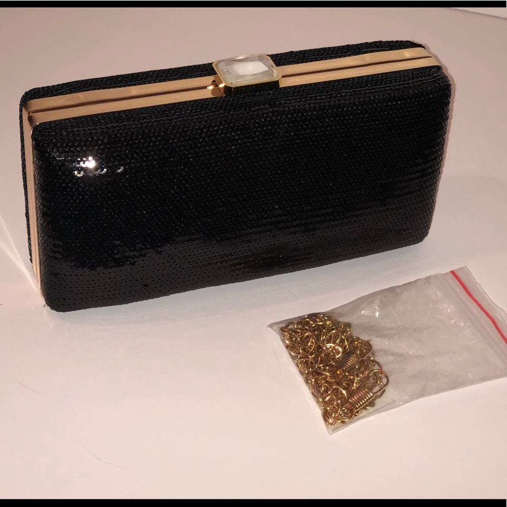 NWOT Black Sequins Clutch